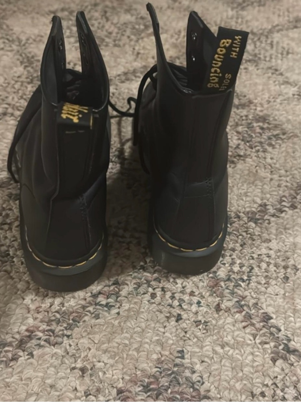 Dr. Martens Black Leather 8-Eye Lace-Up Combat Boots - Picture 3 of 3